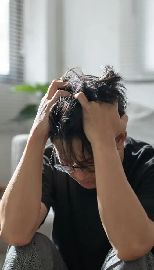 Image of upset man because of erectile dysfunction symptoms Lancaster